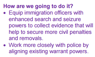 Government factsheet: immigration officers are becoming like policemen - just less regulated