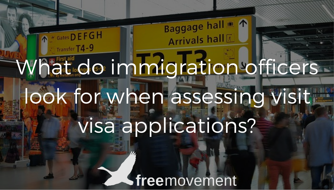 What do immigration officers look for when assessing visit visa applications?