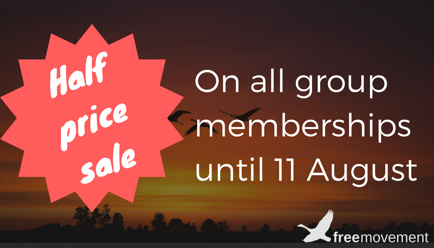 Half price summer sale on all Free Movement group memberships