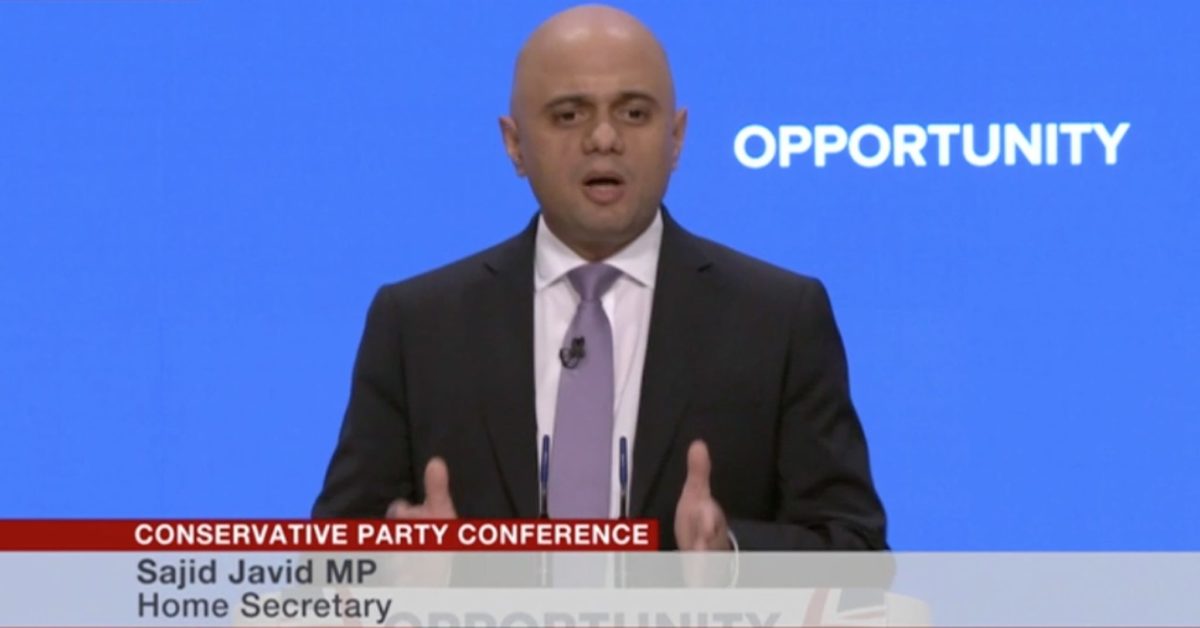 Javid sounds tough note on citizenship in party conference speech