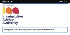 Immigration Advice Agency logo on gov.uk background